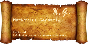 Markovitz Geraszim névjegykártya
